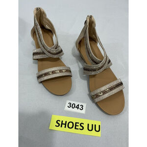 Womans Xlanglv Size 39 (8.5) Slip On Strappy Zip Open Toe Wedge Sandals Nwot